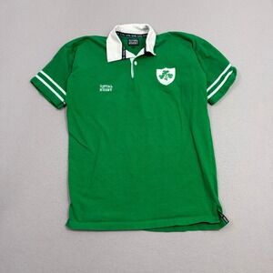 Vintage Total Rugby Ireland Shamrock Polo Shirt Men's Medium Green Embroidered